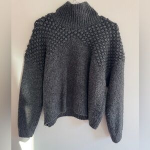 Free People Charcoal Fuzzy Turtleneck Sweater